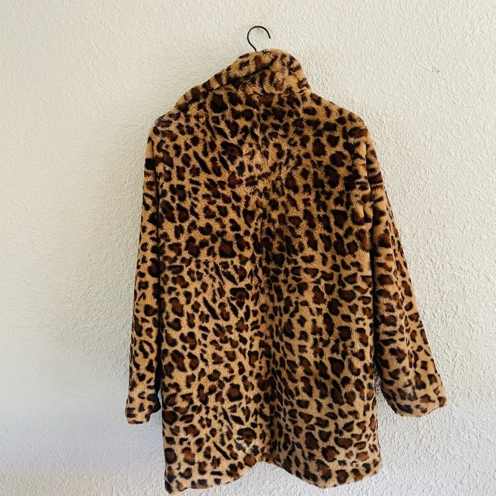 Altar'd State Leopard Print Faux Fur Coat in Brown and Black - Picture 4 of 13